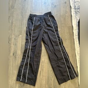 Forever 21 Black Wide-Leg Track Pants with White Piping